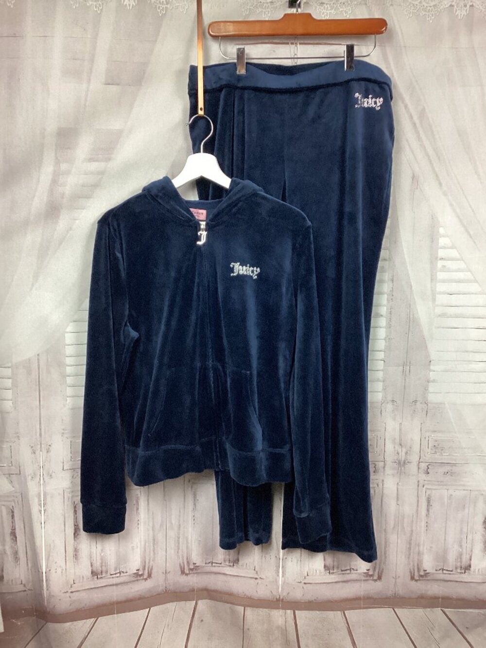 Juicy Couture Tracksuit Blue Hooded Velour L/XL